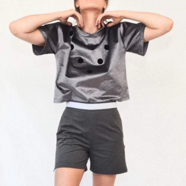 Grey T-shirt with black velcro dots - Image 5